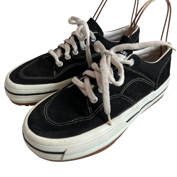 Vintage Converse sneakers black canvas suede US mens 11 embroidered logo low top - Picture 3 of 13